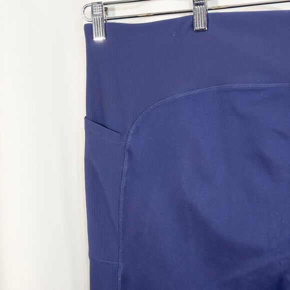 Freely Plus Size 3X Leggings Blue Ribbed Full‎ Length Stretch Athleisure 991 - Picture 9 of 11